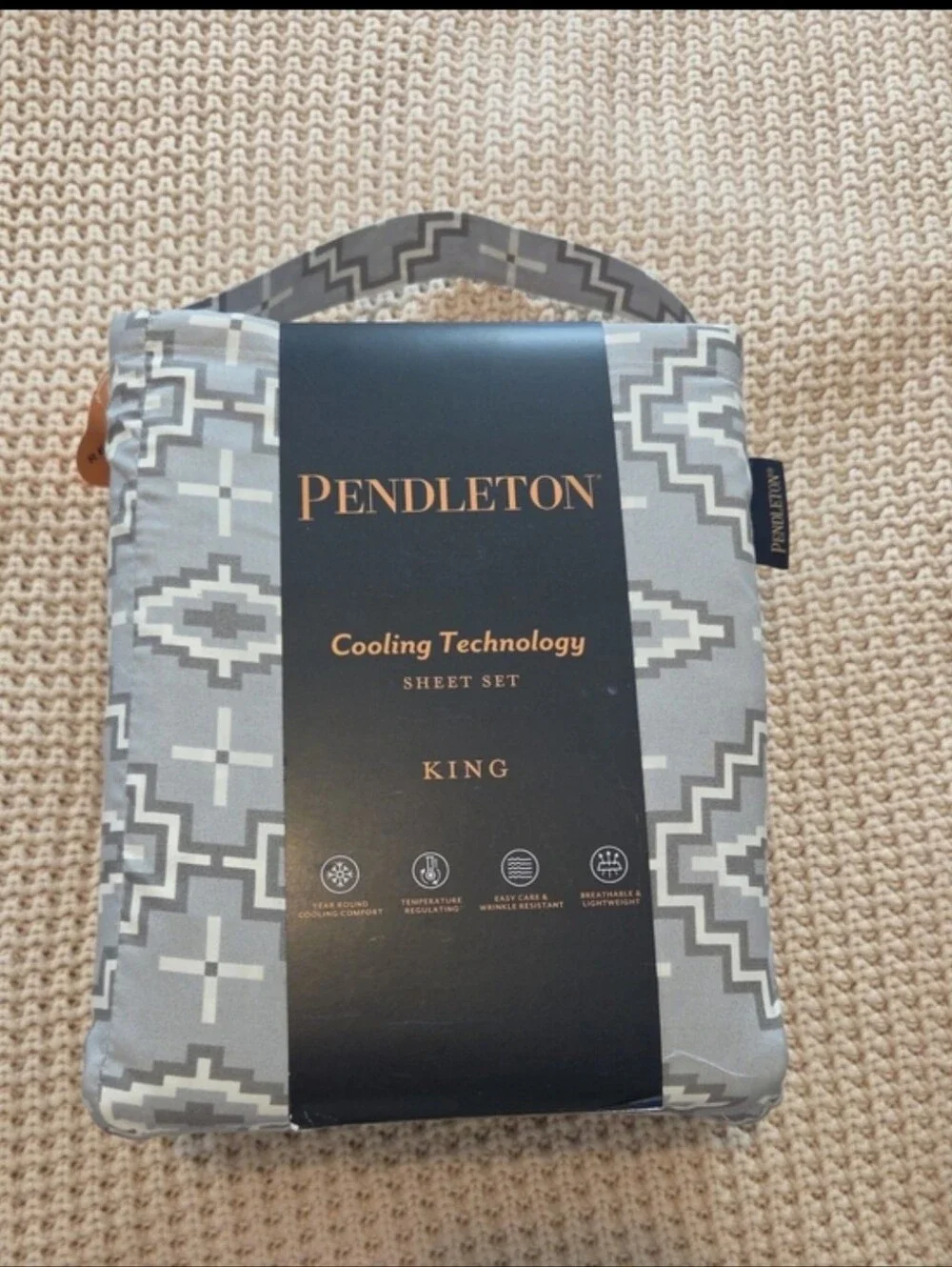 Pendleton Cooling Technology King Sheet Set In Grey Aztec Print